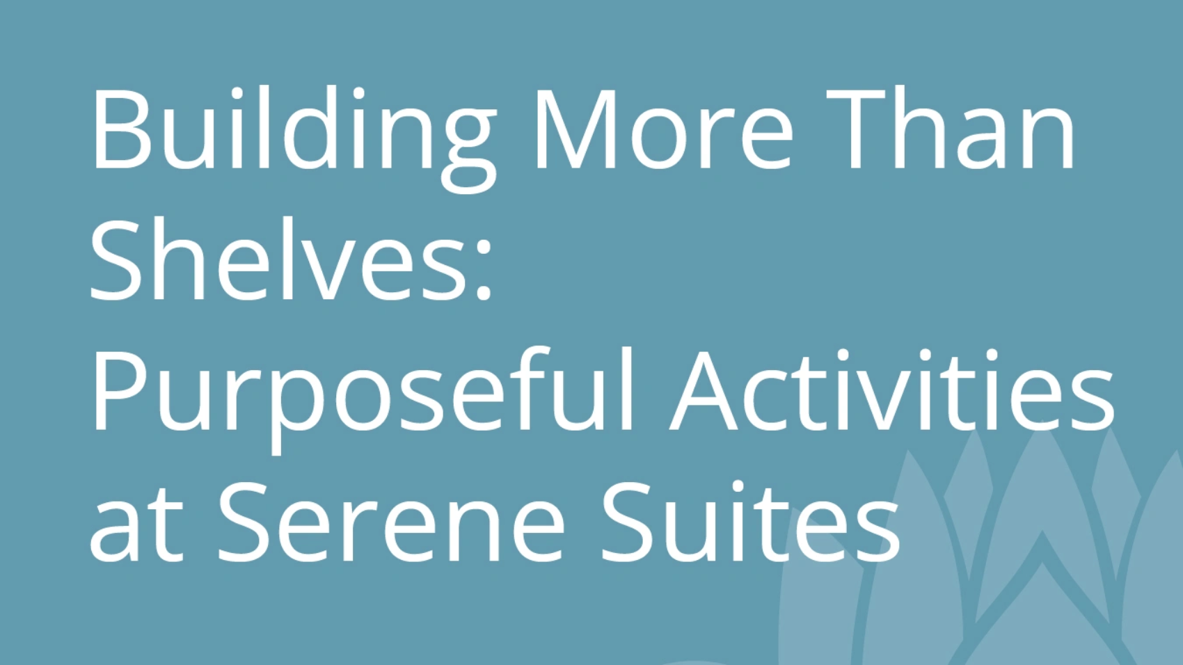Building More Than Shelves Purposeful Activities at Serene Suites Latest